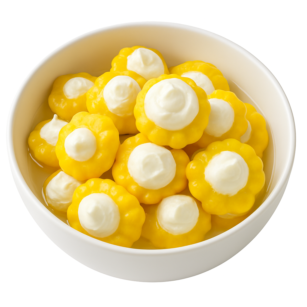 Marinuoti patisonai įdaryti kreminiu sūriu